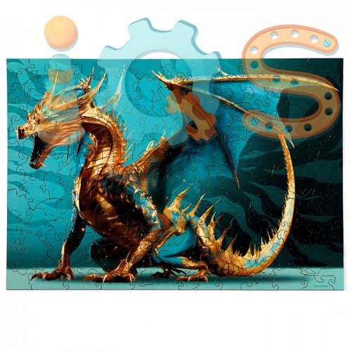 Пазл фигурный деревянный - Золотой дракон, 156 элементов 10018469 от магазина настольных и развивающих игр iQSclub фото 2