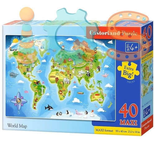 Пазл-макси - Карта мира, 40 элементов, Castorland iQSclub магазин настольных и развивающих игр