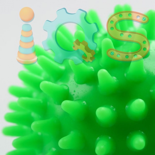 Мяч-ёжик - МалышОК!, диаметр 65 мм, цвет зелёный, Малышок iQSclub магазин настольных и развивающих игр фото 4