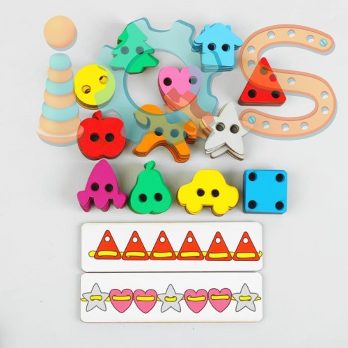 Большой шнуровальный набор  (72 дет.+плашки-повторяшки) Smile Decor iQSclub магазин настольных и развивающих игр фото 3