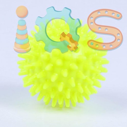 Мяч-ёжик - МалышОК!, диаметр 65 мм, цвет жёлтый, Малышок iQSclub магазин настольных и развивающих игр