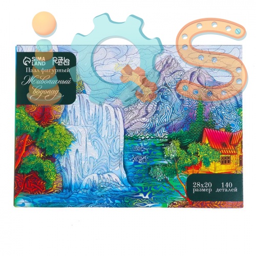 Пазл фигурный деревянный в рамке - Живописный водопад, 140 элементов iQSclub магазин настольных и развивающих игр фото 3