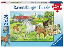 Пазл - Выгул лошадок, 2 в 1, 24 элемента, Ravensburger 7896496 iQSclub магазин настольных и развивающих игр