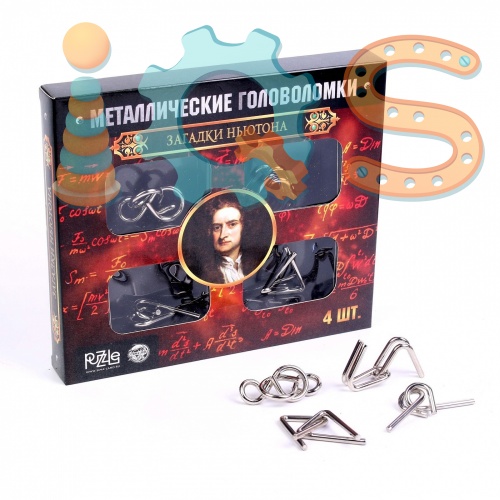 Головоломка металлическая - Загадки Ньютона, набор 4 штуки, Puzzle iQSclub магазин настольных и развивающих игр фото 3