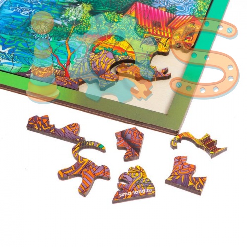 Пазл фигурный деревянный в рамке - Живописный водопад, 140 элементов iQSclub магазин настольных и развивающих игр фото 2