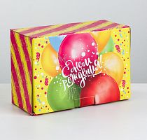 Коробка-пенал - Яркий День Рождения 22*15*10 см 3907224 iQSclub магазин настольных и развивающих игр