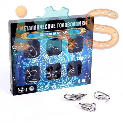 Головоломка металлическая - Загадки Атлантиды, набор 6 штук, Puzzle iQSclub магазин настольных и развивающих игр фото 3