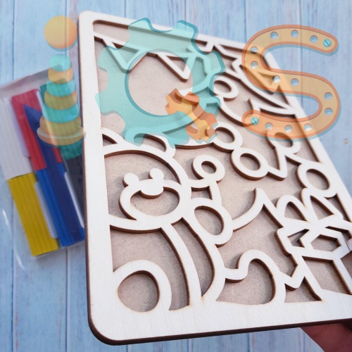 Деревянная открытка с пластилином Новогодняя елочка 3+ IQS077053546 от магазина настольных и развивающих игр iQSclub фото 2