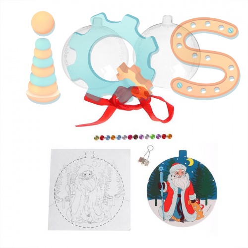 Набор для творчества - Новогодний шар с раскраской Дед Мороз 5019668 от магазина настольных и развивающих игр iQSclub фото 6