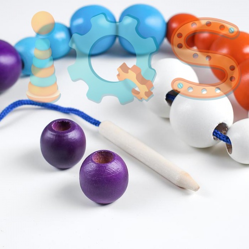 Шнуровка-бусы разноцветные шары большие и маленькие, 16 штук, RNToys iQSclub магазин настольных и развивающих игр фото 2