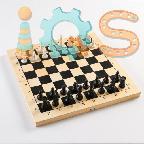 Настольная игра 3 в 1 - Орнамент: шахматы, шашки, нарды (доска дерево40х40см) iQSclub магазин настольных и развивающих игр