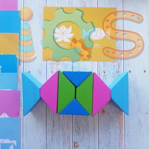 Набор из цветных треугольников с карточками заданиями 3+ iQSclub магазин настольных и развивающих игр фото 3