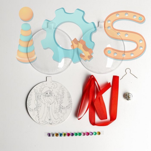 Набор для творчества - Новогодний шар с раскраской Дед Мороз 5019668 от магазина настольных и развивающих игр iQSclub фото 4
