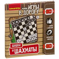 Магнитная игра для путешествий - Шашки и шахматы, Bondibon BB3413 iQSclub магазин настольных и развивающих игр