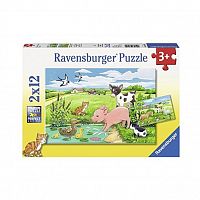 Пазл - Детки фермерских животных, 2 в 1, 12 элементов, Ravensburger 3114364 iQSclub магазин настольных и развивающих игр