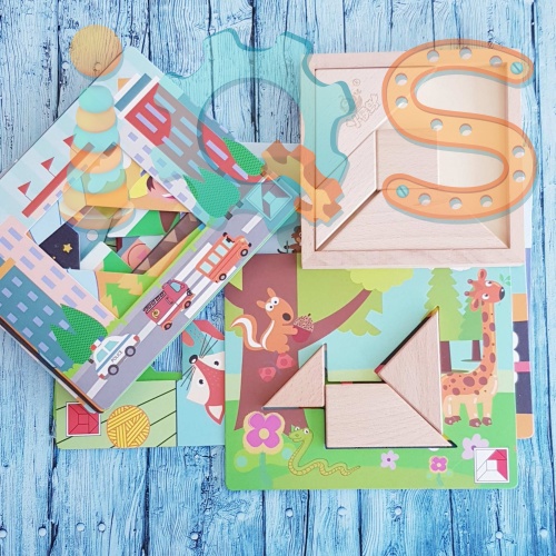 Танграм с набором карточек в подарочной коробке iQSclub магазин настольных и развивающих игр