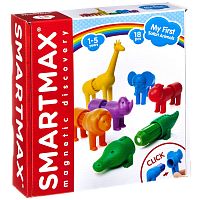 Магнитный конструктор - Мой первый Сафари-зоопарк, Smartmax Bondibon BB2195 iQSclub магазин настольных и развивающих игр