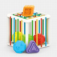 Игрушка-сортер для малышей из разноцветных резиночек, квадратная основа 1+ IQS01296 iQSclub магазин настольных и развивающих игр