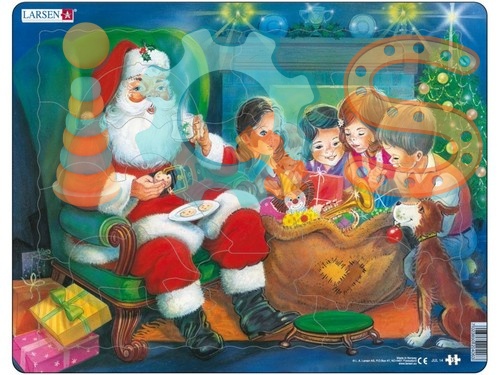 Пазл в рамке - Санта с детьми, 15 элементов, Larsen JUL14 от магазина настольных и развивающих игр iQSclub